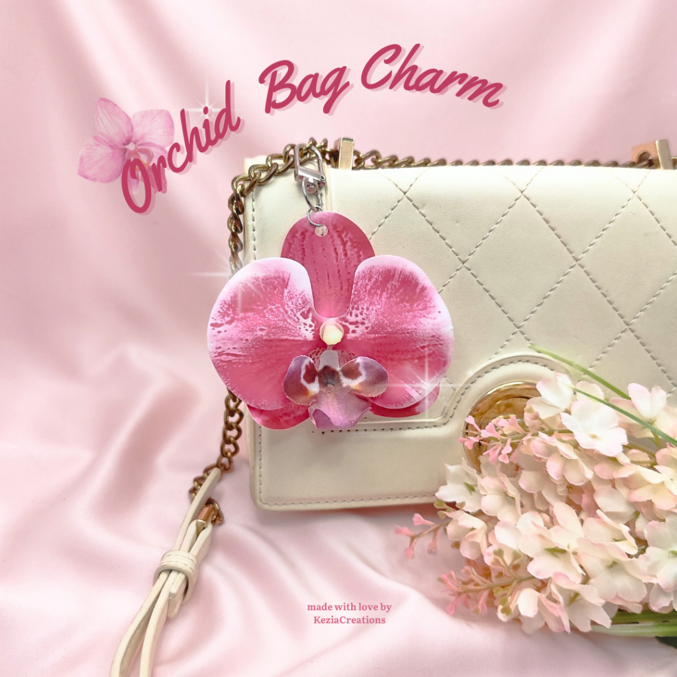 COD✨Orchid Bag Charm Bunga Anggrek Wanita | Gantungan Hiasan Tas Bunga Cantik |Latex Flower Keychain