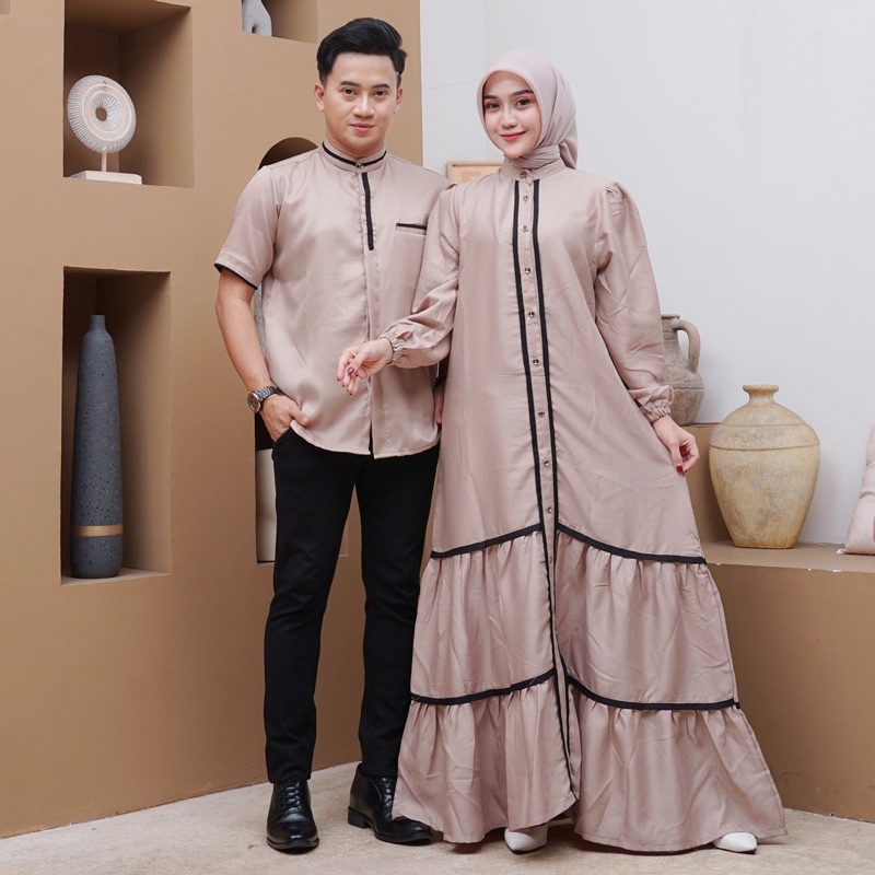 Dress Azzahra Set Couple Atasan Koko Premium||Couple Set Bestseller||Fashion Muslim||Fashion Muslima