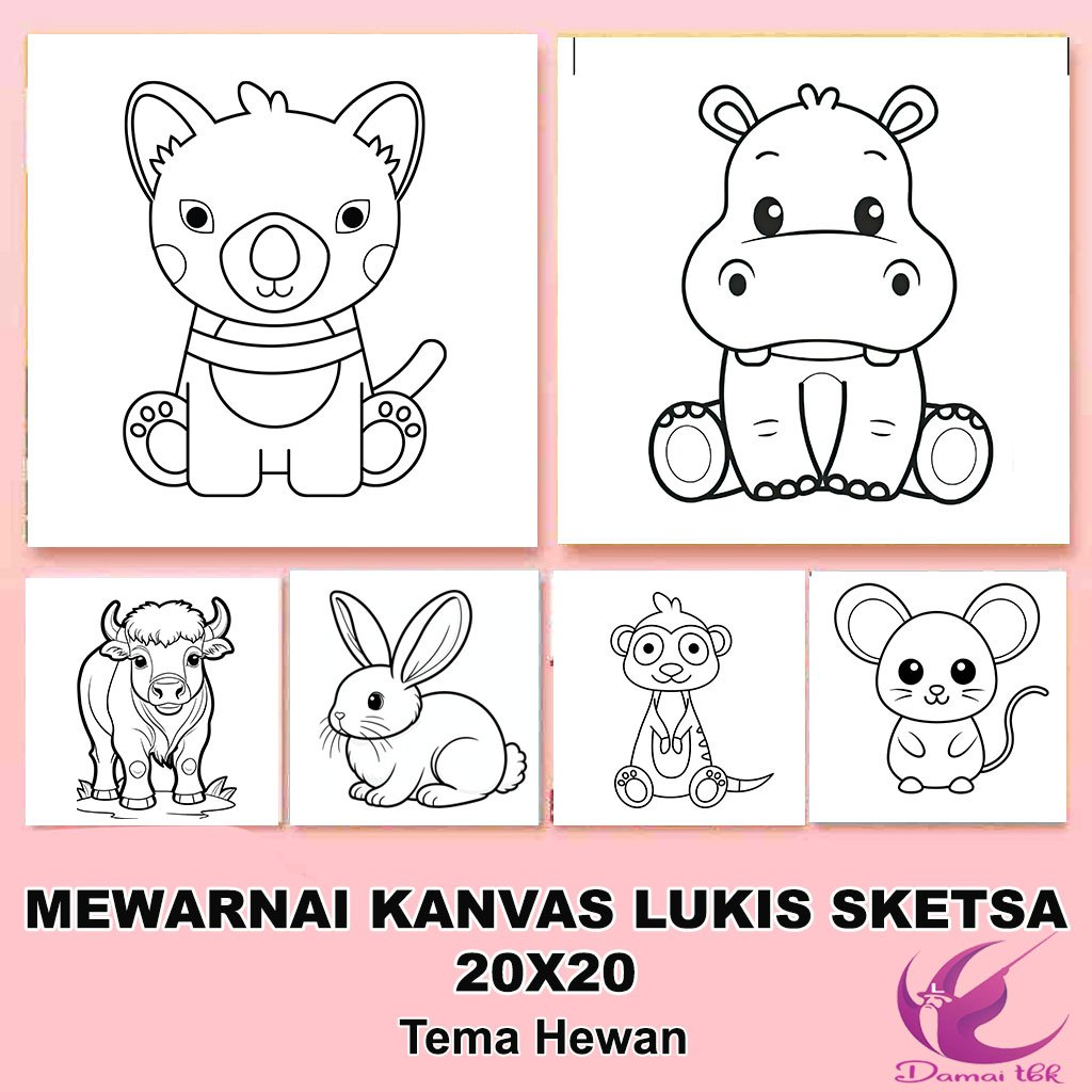 (SKETSA) Mewarnai Kanvas Lukis 20x20 - Kanvas Lukis Sketsa 20x20