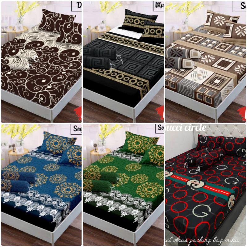 SPREI EXCLUSIVE HOMEMADE SPREI KARET DAN RESLETING SARUNG BUSA MOTIF DEWASA KOTAK KOTAK ABSTRAK BRAN