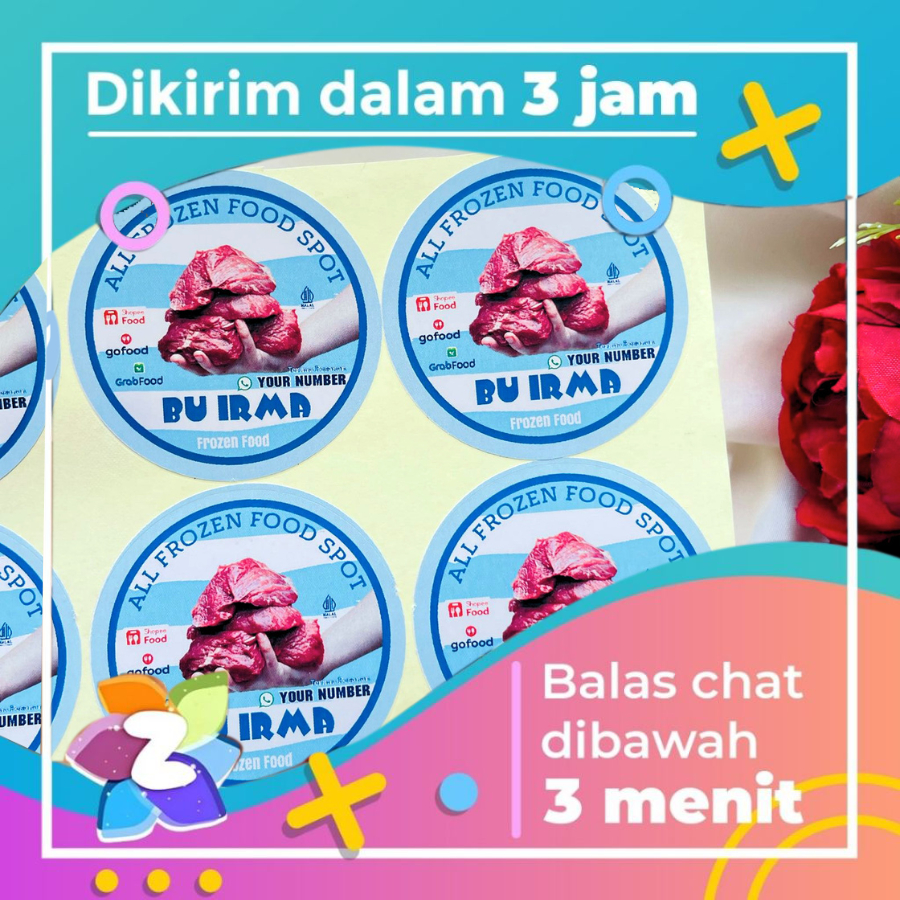 

9-15 Cetak Sticker Label Makanan Beku Daging Zennida Stiker Chromo Frozen Food Bulat Free Desain