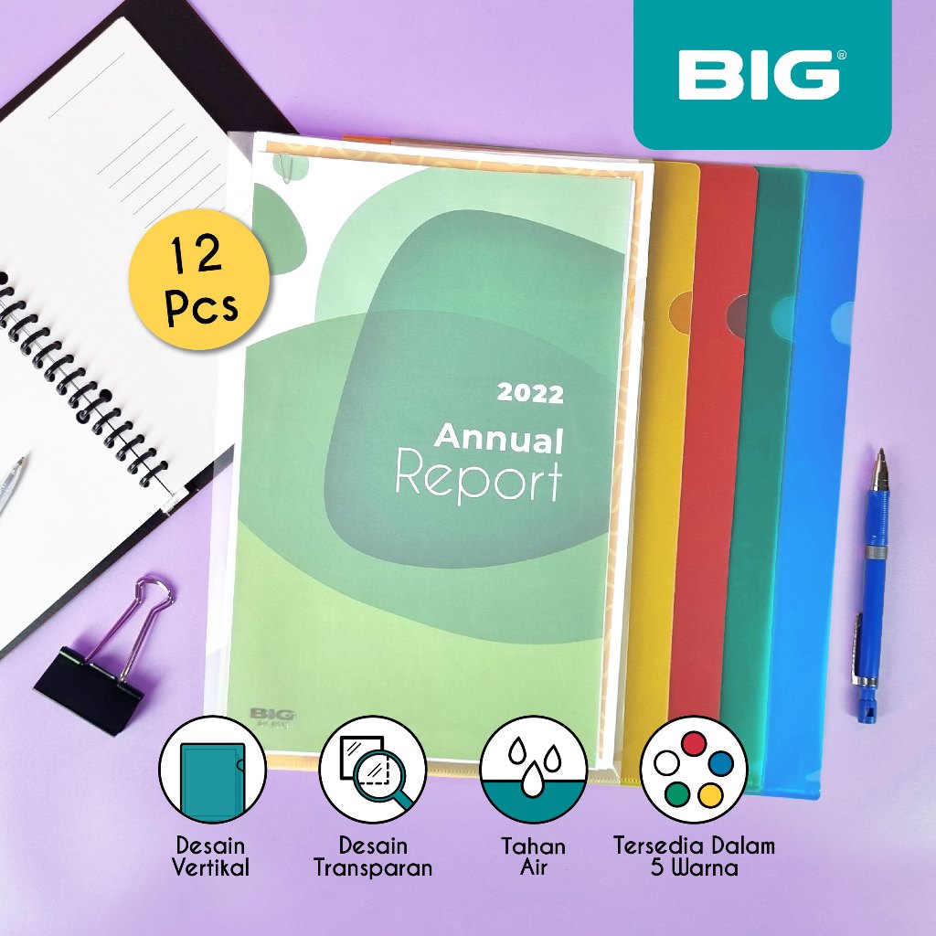 

12 Pcs BIG Map L F4 Folio Plastik Transparan Clear Sleeves MF-8113