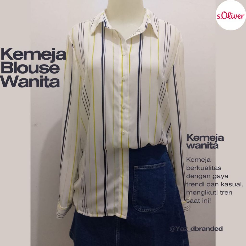 s.Oliver Women's Striped Blouse – Kemeja Wanita Gaya Trendi & Kasual