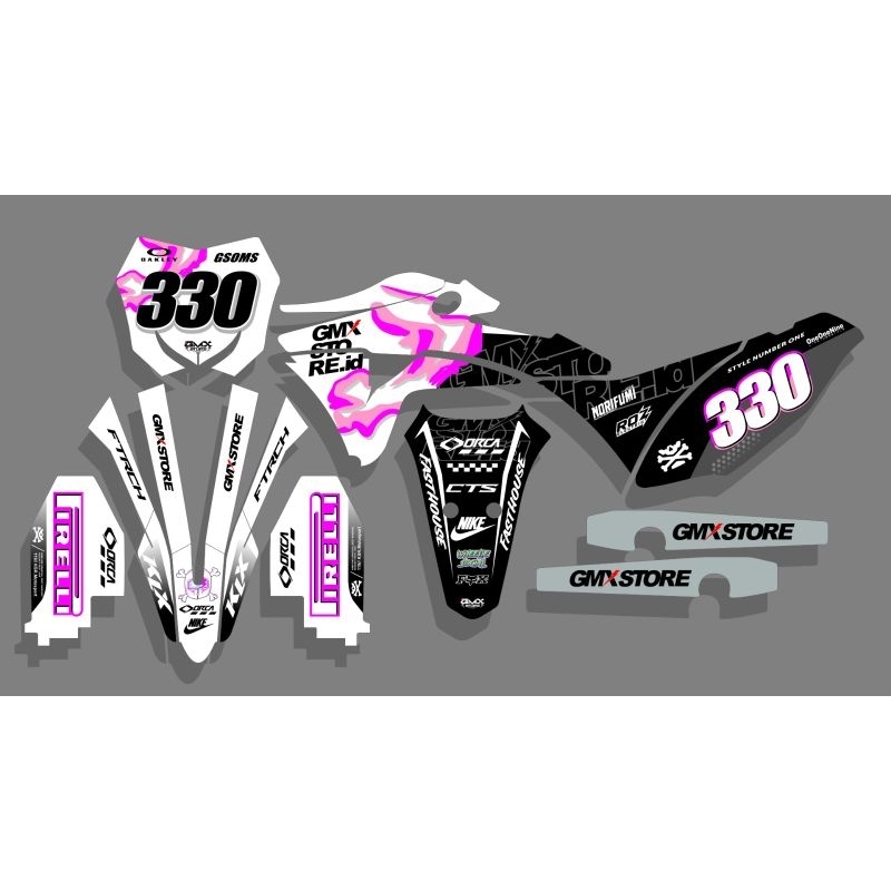 DECAL CUSTOME KLX GORDON CUSTOME PINK HITAM PUTIH PING