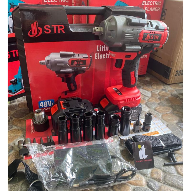 STR JIEBANG Impact Wranch Bor Pembuka Baut Ban Roda Mobil Baterai Cordless