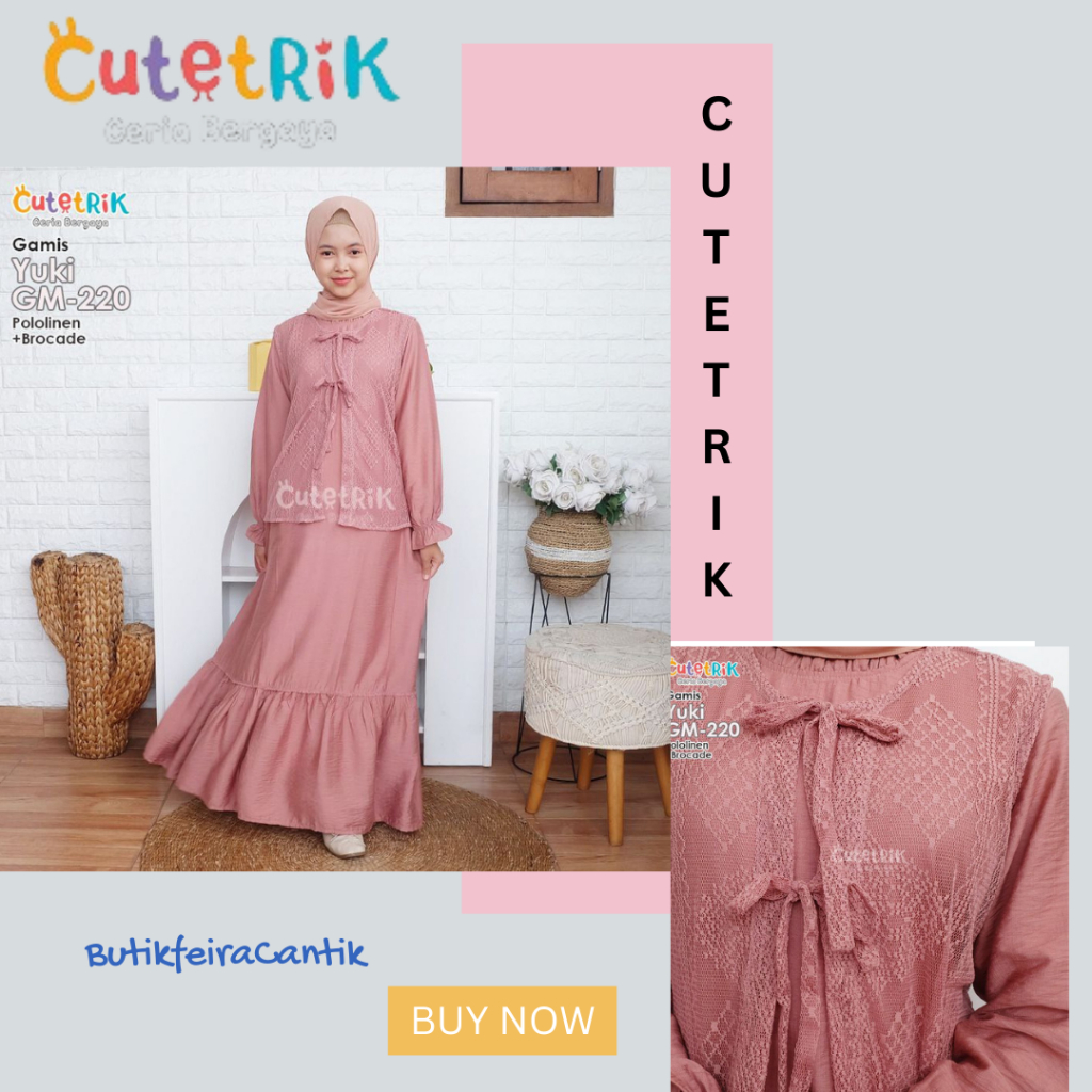Gamis anak cutetrik model bolero brukat cantik usia 10 - remaja - Yuki GM 220