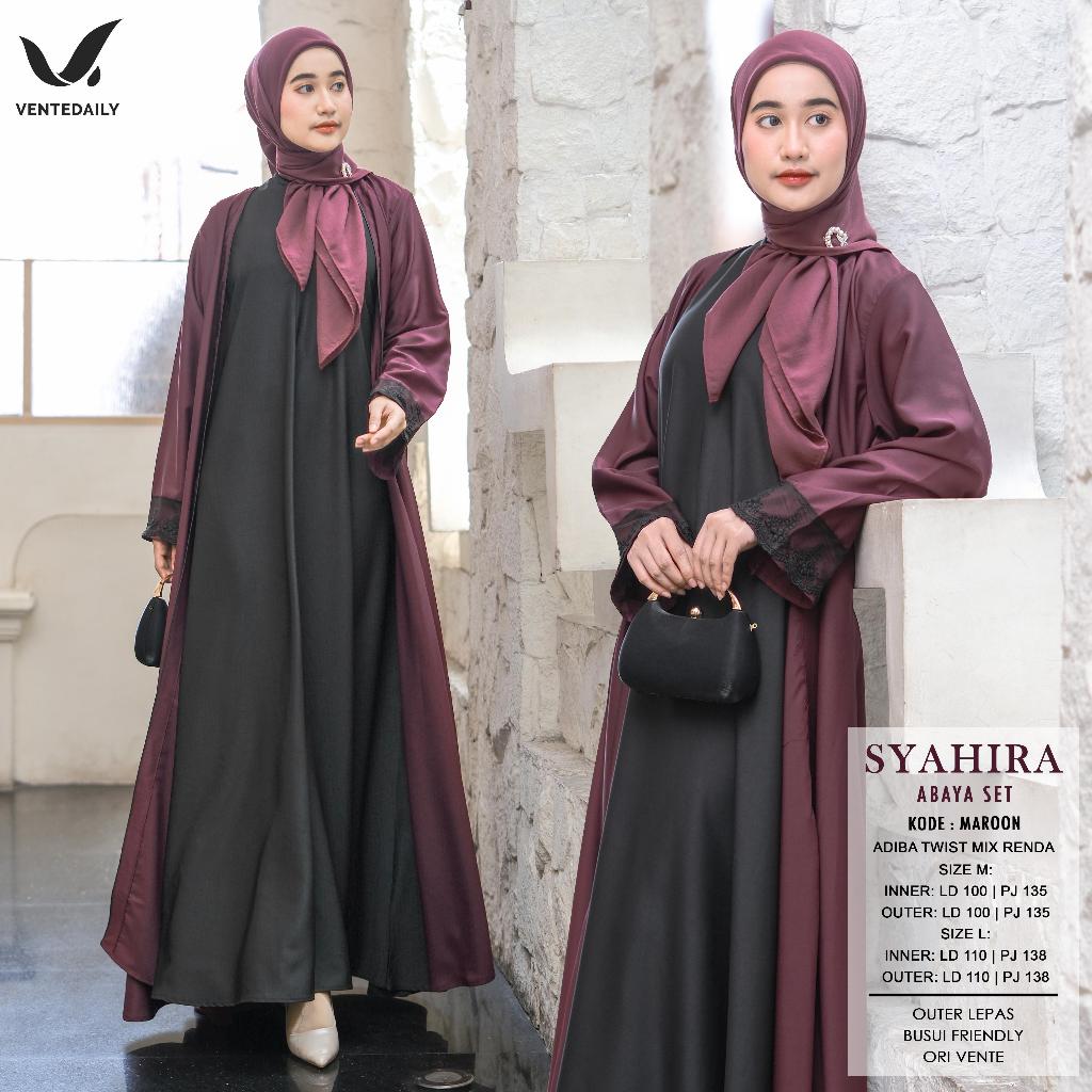 SYAHIRA ABAYA SET VENTE DAILY / SETELAH DRESS INNER OUTER / GAMIS PESTA MUSLIM / ABAYA SET / ABAYA M