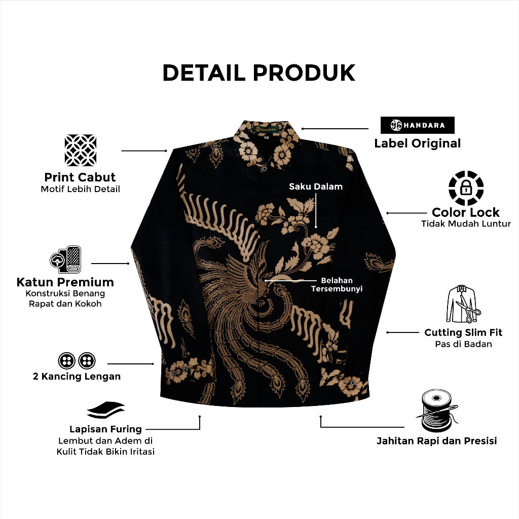 BEST DEALS HANDARA BATIK PREMIUM PRIA LENGAN PANJANG SLIM FIT FURING - PANDEGA