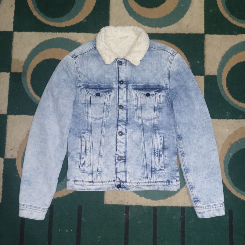 H&M Lined Sherpa Denim Jacket Jeans Original Preloved