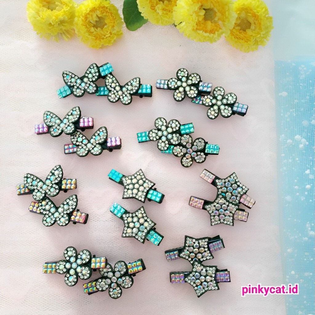 Jepit Rambut Anak Sequin Burci Borci Bintang Hati Pita Murah