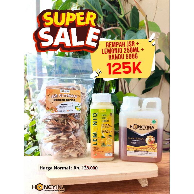 

BUNDLING HEMAT Honeyina Madu Randu Lemon 250ML + Rempah JSR Ultimate isi 10, ramcin, paket JSR, zaidul akbar, DIET, DETOX