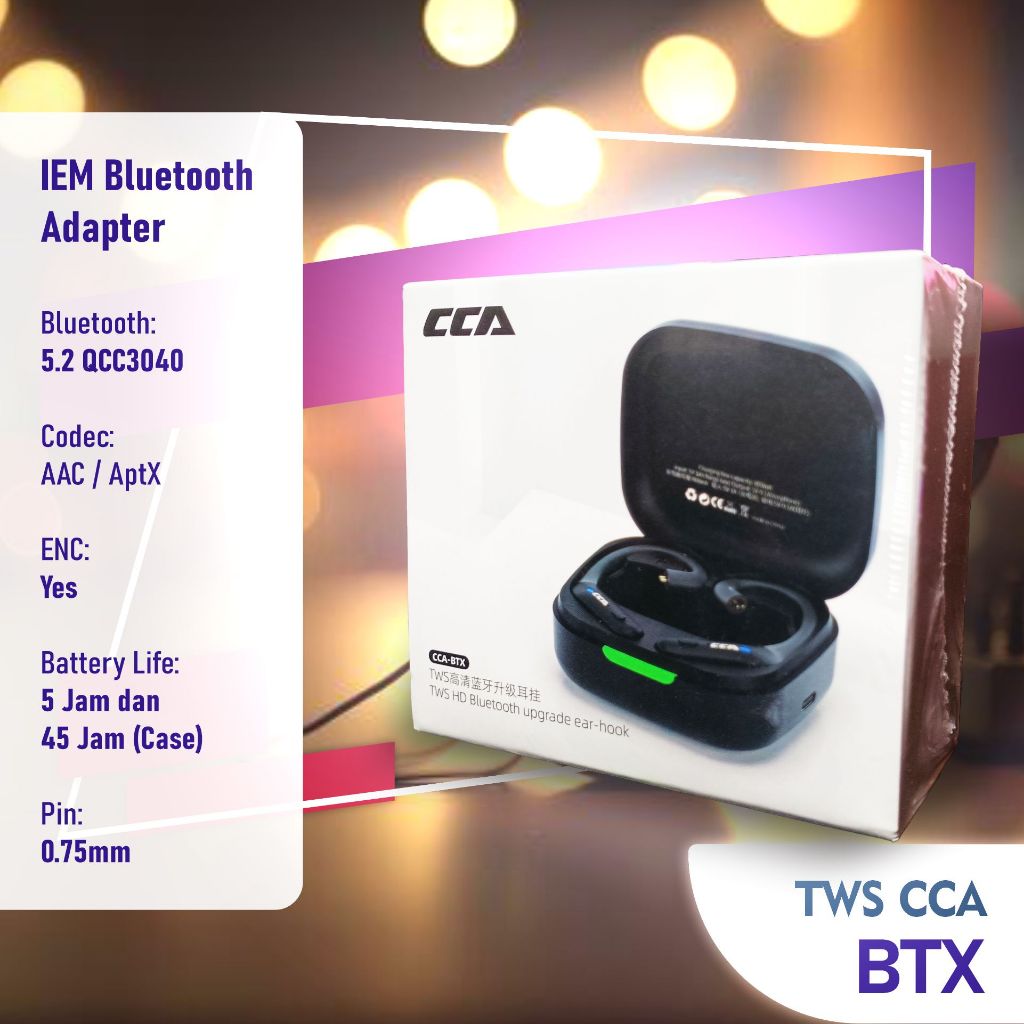 TWS CCA BTX AptX AAC Bluetooth 5.2 QCC3040 - IEM Bluetooth Adapter KZ AZ09 Pro Alternative