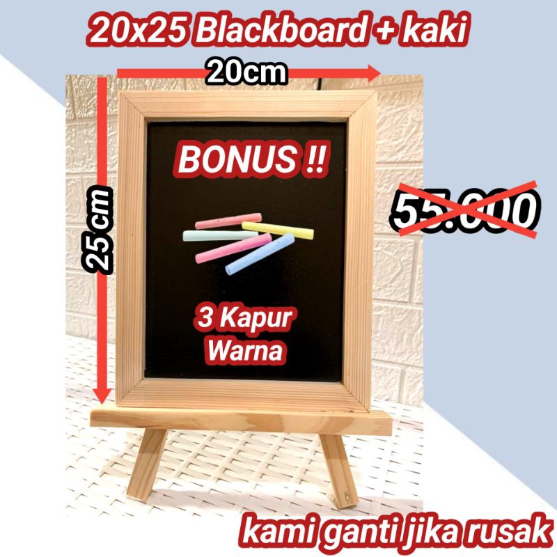 

PAPAN TULIS KAPUR 20x25 + kaki (Gratis 3 kapur warna ) Papan Tulis Blackboard | Papan Tulis Hitam