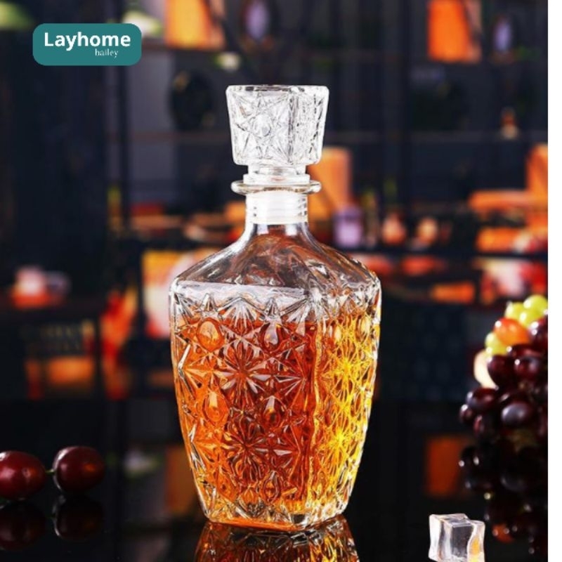 Botol Wine Whisky Decanter Glass Bottle Liquor Scotch Luxury Diamond 750ml