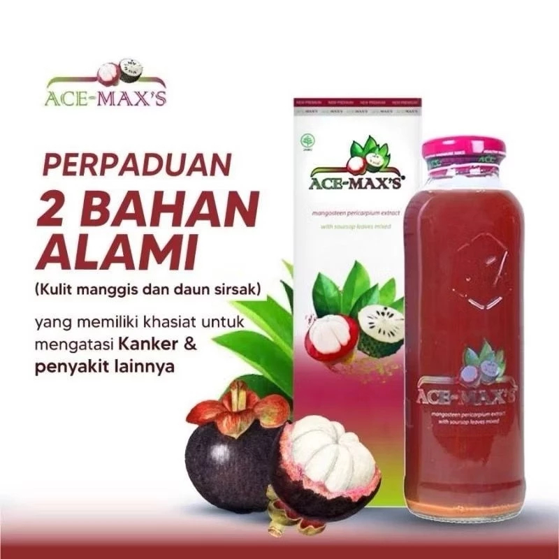 

Ace Maxs 350m Botol 100% Original BPOM Extrak Kulit Manggis dan Daun Sirsak | Acemax Asli