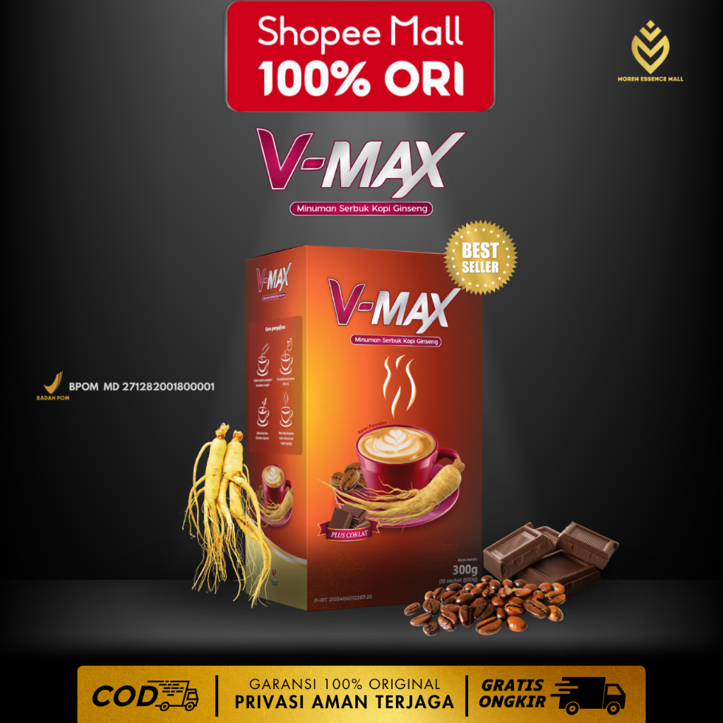 

V-MAX Original Kopi Ginseng Rasa Cokelat tingkatkan Stamina dan gairah Wanita BPOM