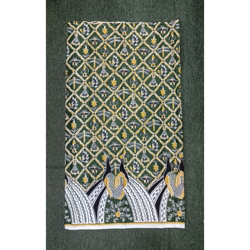 kain batik merak Sidomukti katun premium warna hijau Army