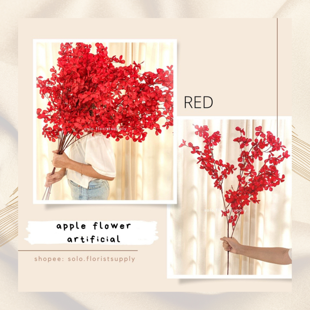 APPLE FLOWER ARTIFICIAL LEAF DAUN BUNGA APEL Artificial Apple Eucalyptus Leaf Tanaman Daun Plastik B