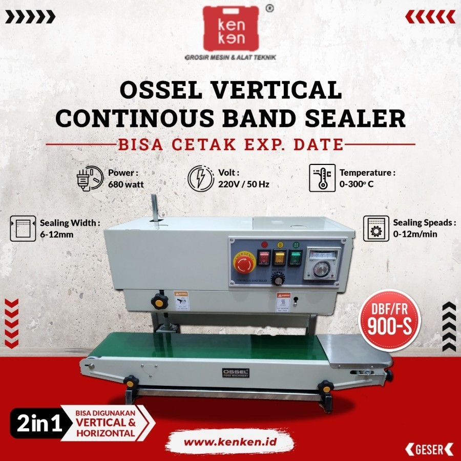 OSSEL Vertical Continous Band Sealer 2 in 1 DBF/FR 900S Sealer Pres Plastik MMT OSSEL