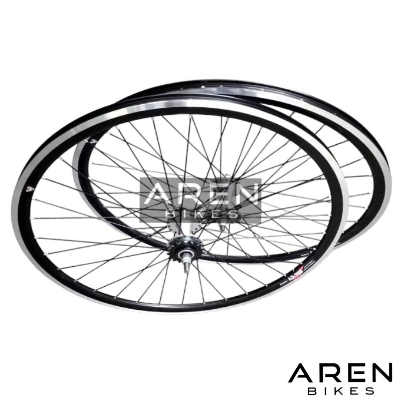 WHEELSET SEPEDA 700C ARAYA AR768 LUBANG 32 HOLE 32H 700 C VELG RIM RIMS DOUBLE WALL HUB FREEHUB DOLT