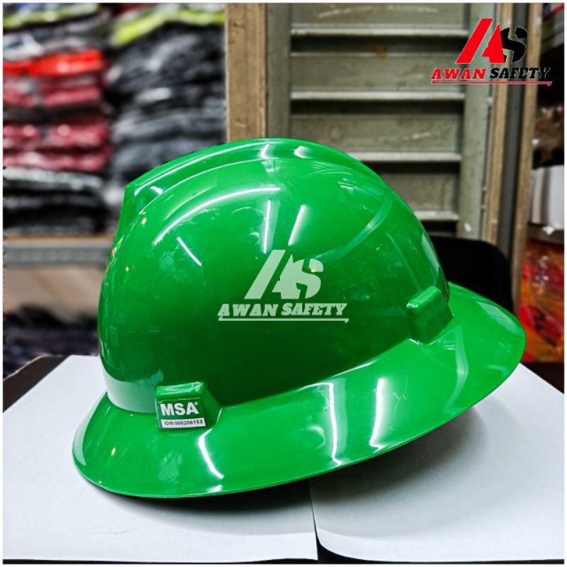 Helm Safety MSA Full Brim HIJAU Fastrack Original - Helm Safety Proyek MSA Fullbrim FastTrack Lokal