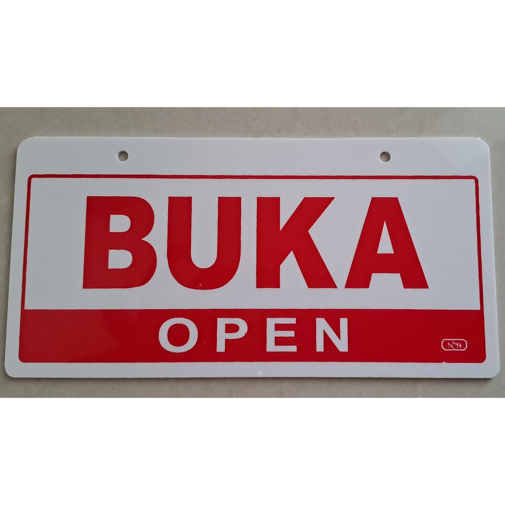 

Label Acrylic Medium / Label Akrilik Medium 9x18cm - Buka_Open/ Tutup_Closed (Bolak Balik) (Putih_Merah)