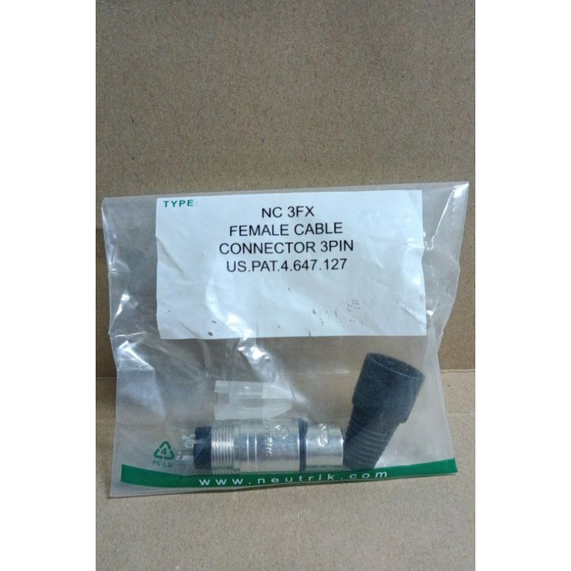 9608 jack jek jeck kepala cannon canon xlr female cewe cewek neutrik nc3fx