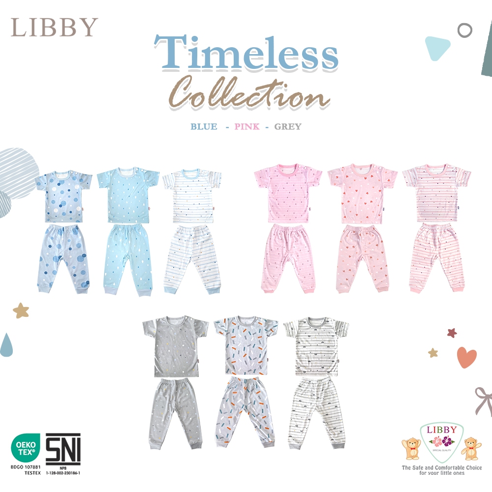 LIBBY Setelan Piyama Pendek Celana Panjang Anak Laki Laki & Perempuan Motif Timeless Collections (1 