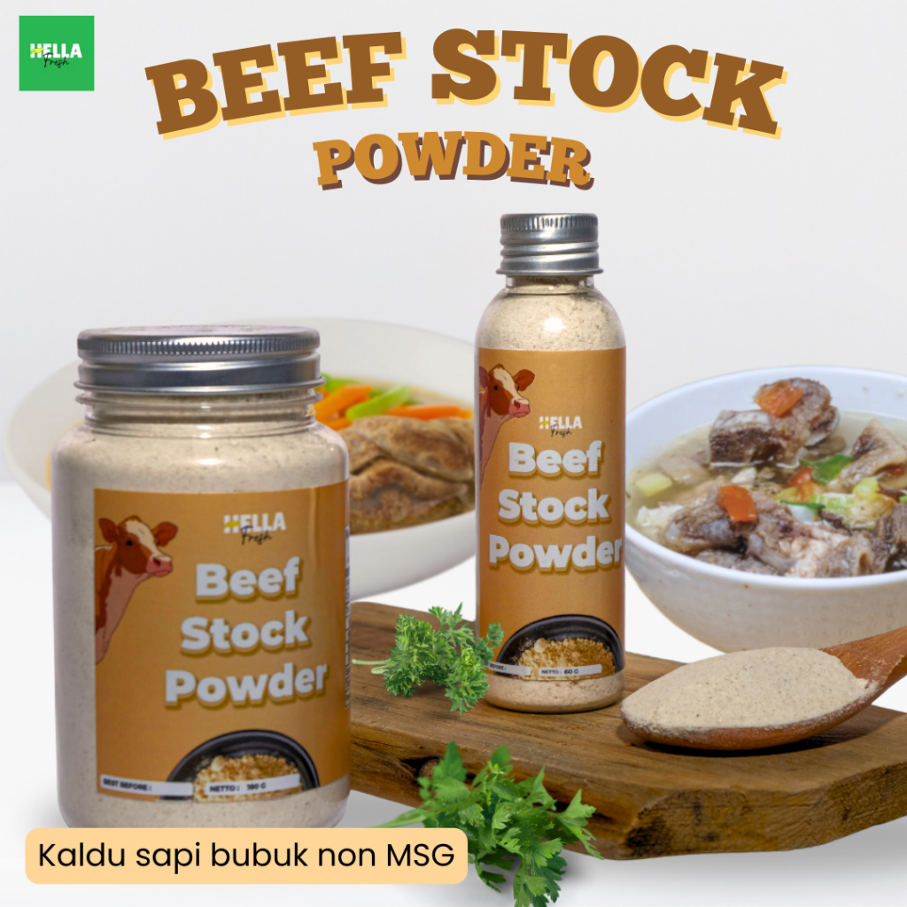 

Hella Fresh Kaldu Sapi Bubuk Non MSG 70gr 240gr / Beef Stock Powder Bubuk Mpasi Penyedap Rasa