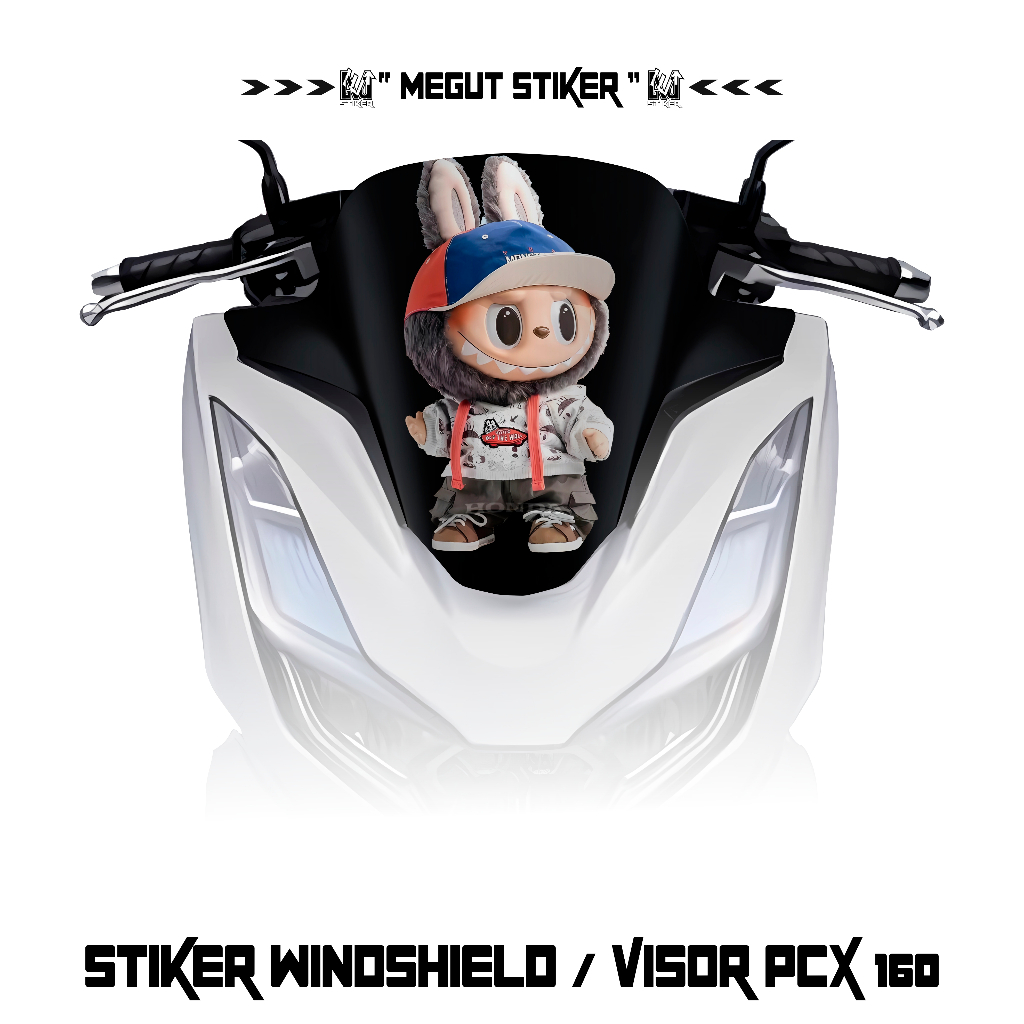 STIKER VISOR PCX NEW 160 / STICKER WINDSHIELD PCX 160 GAMBAR LABUBU (MOTIF6) #STIKERVISOR #PCX160