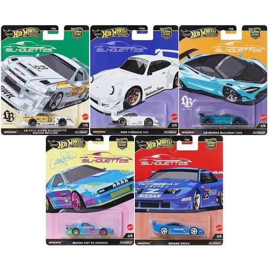 HOTWHEELS 1Set LBWK RWB SILHOUTTES ER34 RWB MCLAREN RX7 NISSAN 300ZX - SET TANPA CHASE