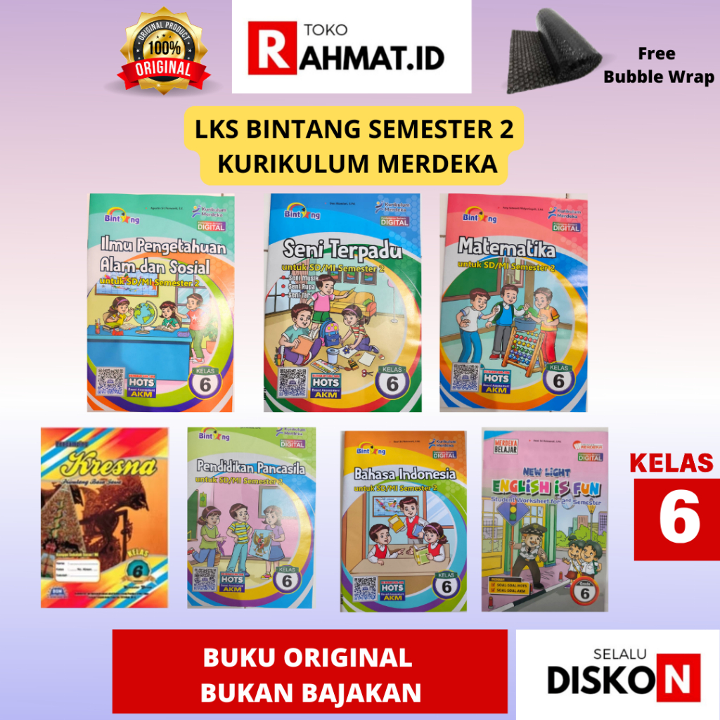LKS BINTANG KELAS 6 SEMESTER 2 MATEMATIKA IPAS ILMU PENGETAHUAN ALAM DAN SOSIAL SENI TERPADU BAHASA 