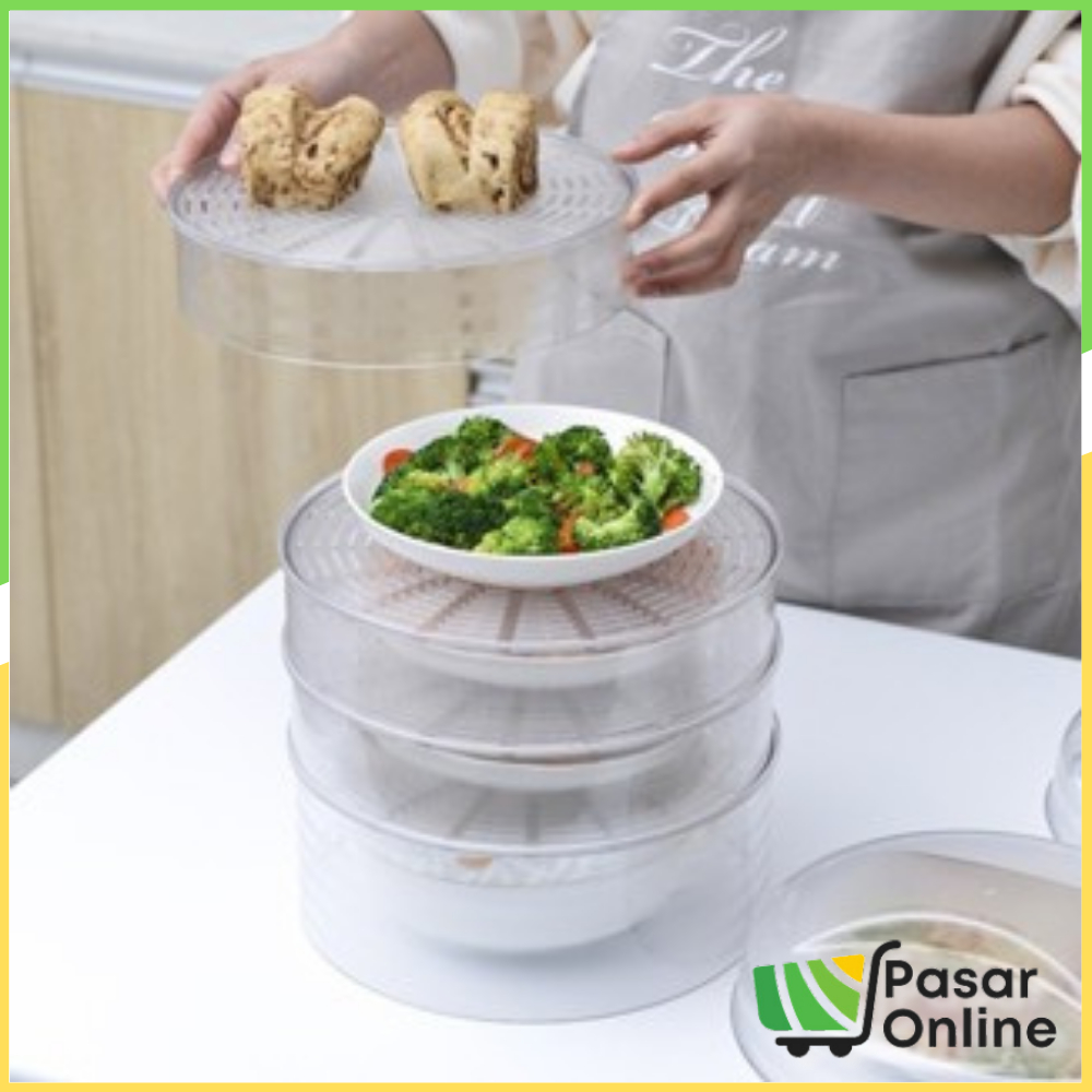 HL0268 Tudung Saji Susun 5 Tingkat Dengan Tutup Transparan Rak Tempat Penyimpanan Makanan Tahan Pana