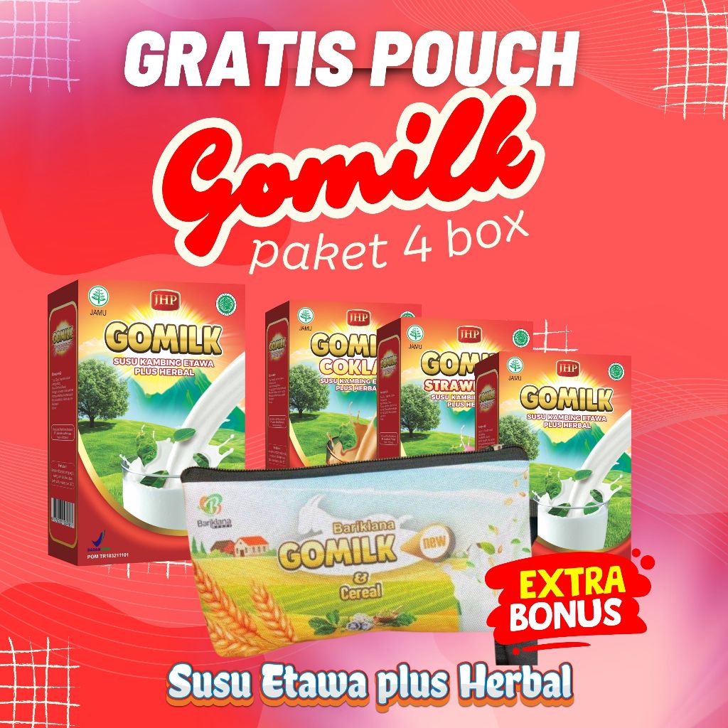 

GOMILK 4 BOX SUSU KAMBING ETAWA GRATIS POUCH