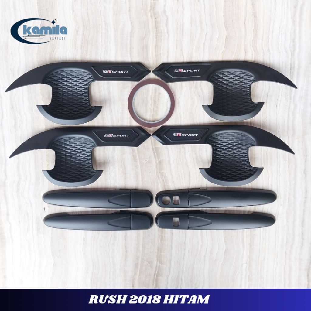Paket Outer Cover Mangkok Handle Pintu Mobil Rush Gr Sport 2018 - 2024 Hitam Trapesium