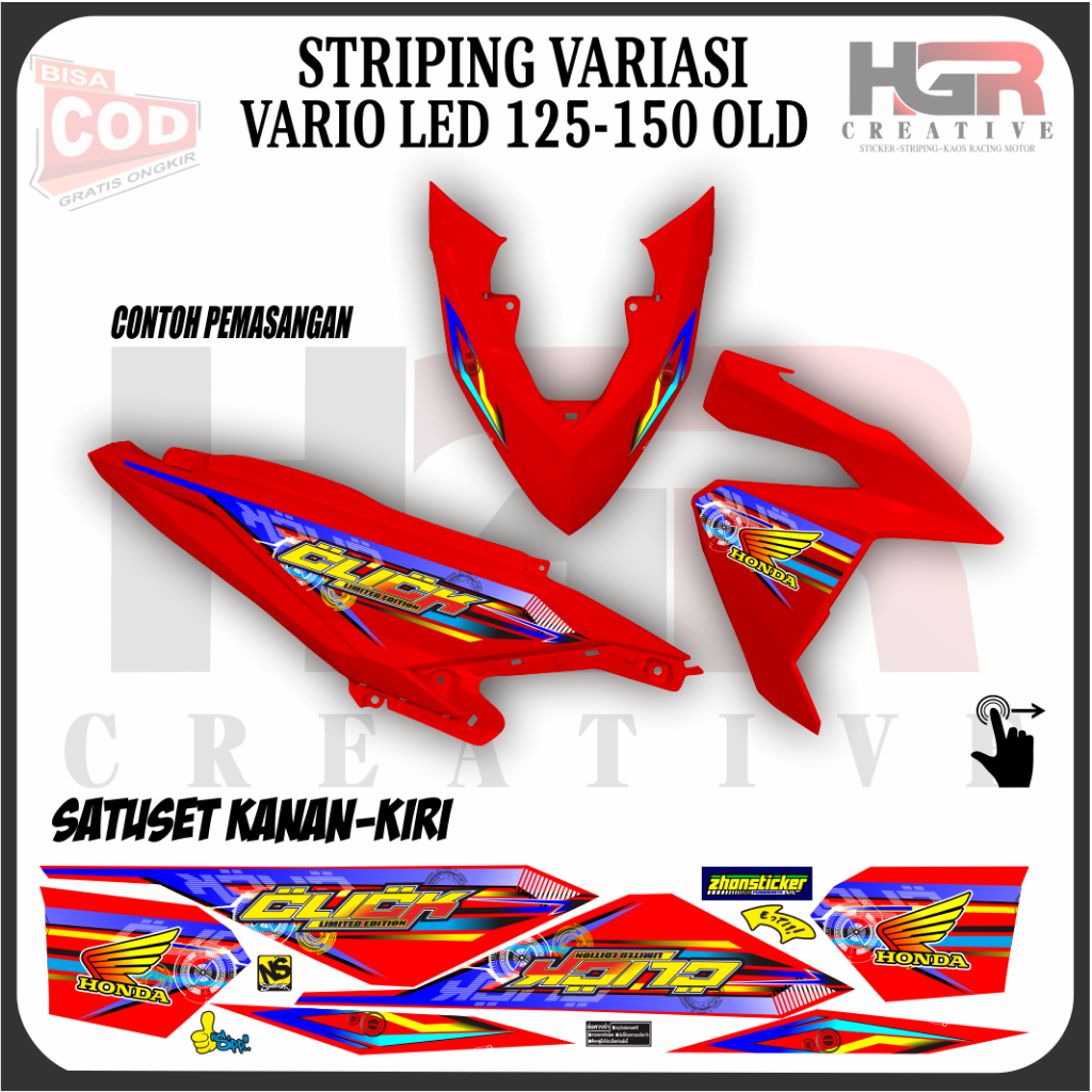 Striping / Stiker Variasi Motor Varled Old Vario 125 - 150 Old Striping Variasi Stiker Click