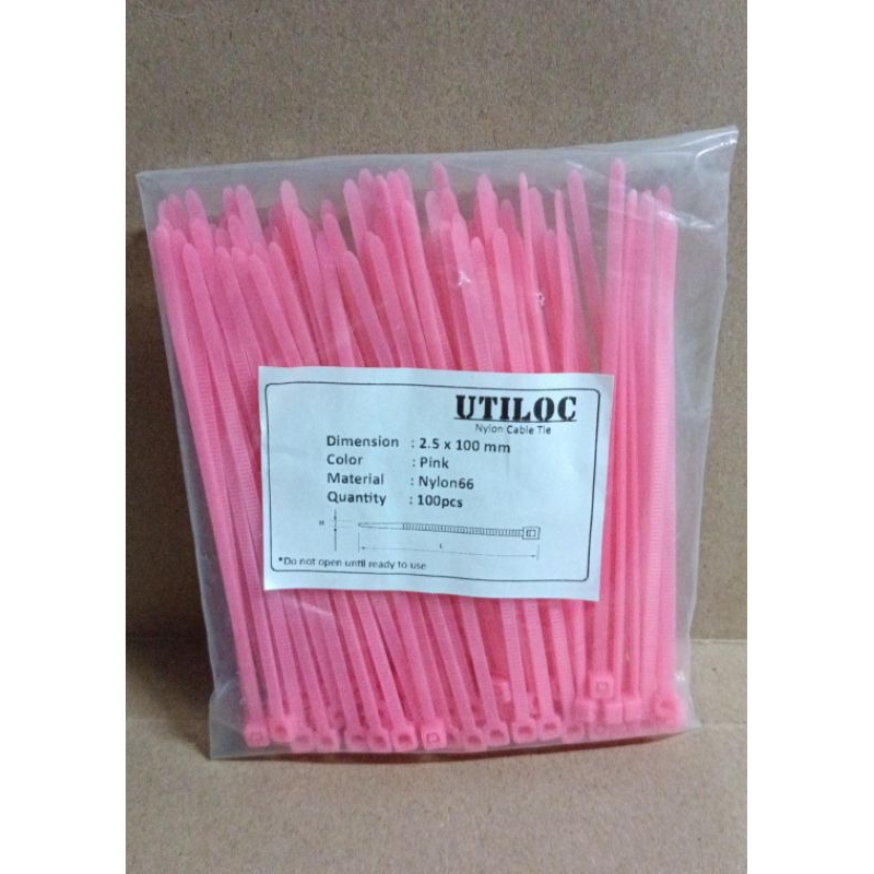 

9640 insulok kabel tali ties tis 10cm 10 cm 100mm 100 mm nylon pink 100pcs