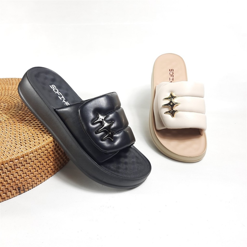 Sandal Slide Hak Tinggi Sedang Terbaru Wanita SOFIYA 6980-61 (36-40)