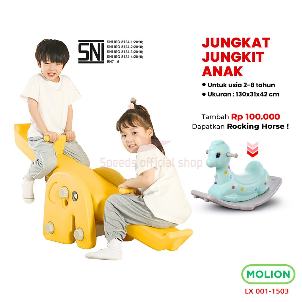 MOLION SNI Jungkat Jungkit Mainan Anak Perosotan Kuda Kudaan Prosotan Mainan Edukasi Anak Balita Jun
