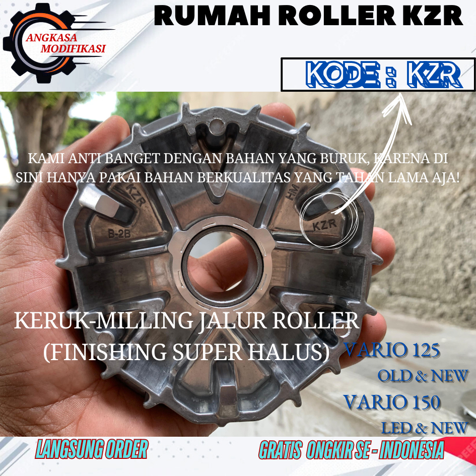 Rumah Roller Vario PULLEY VARIO CUSTOM 1 SET BUBUT + KEROK JALUR PART ORIGINAL PULI KODE (KZR) VARIO