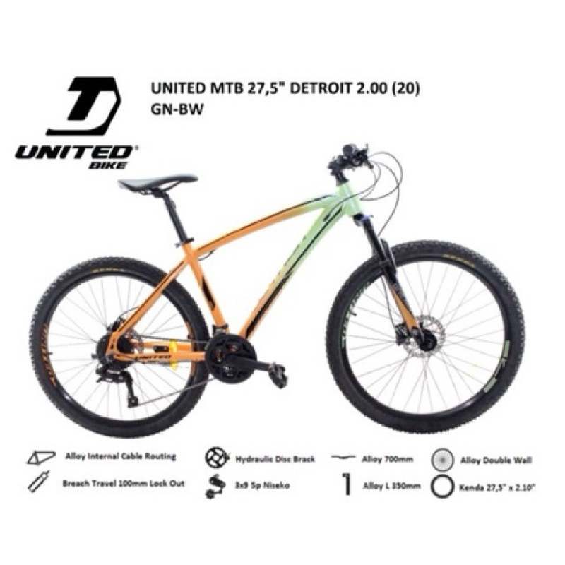 Sepeda Gunung MTB 27.5 United Detroit 2.1 / 2.0