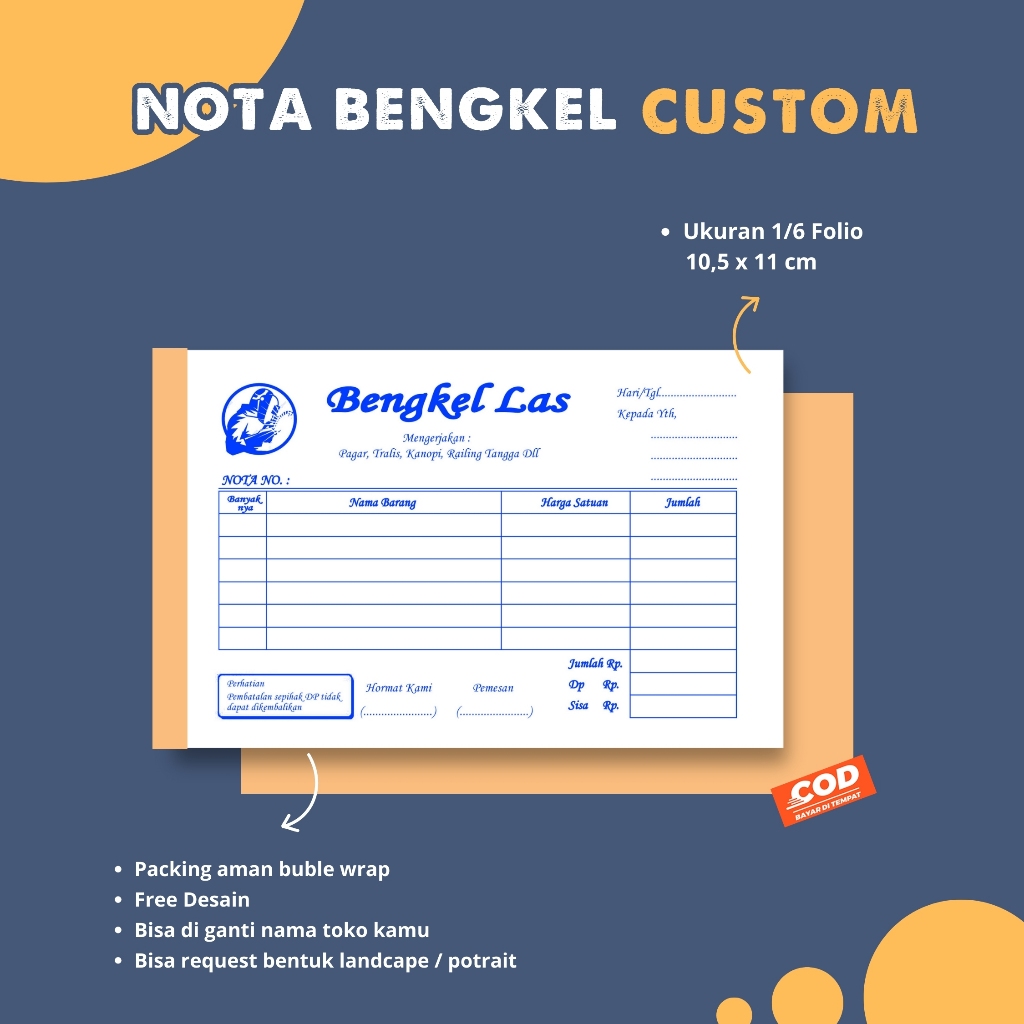 

cetak nota custom free desain | nota bengkel custom | nota penjualan | nota pembelian 2 rangkap
