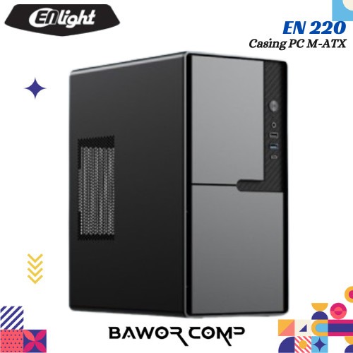 ENLIGHT EN-220 + PSU 300W | Casing PC M-ATX | CPU PC Case Gaming