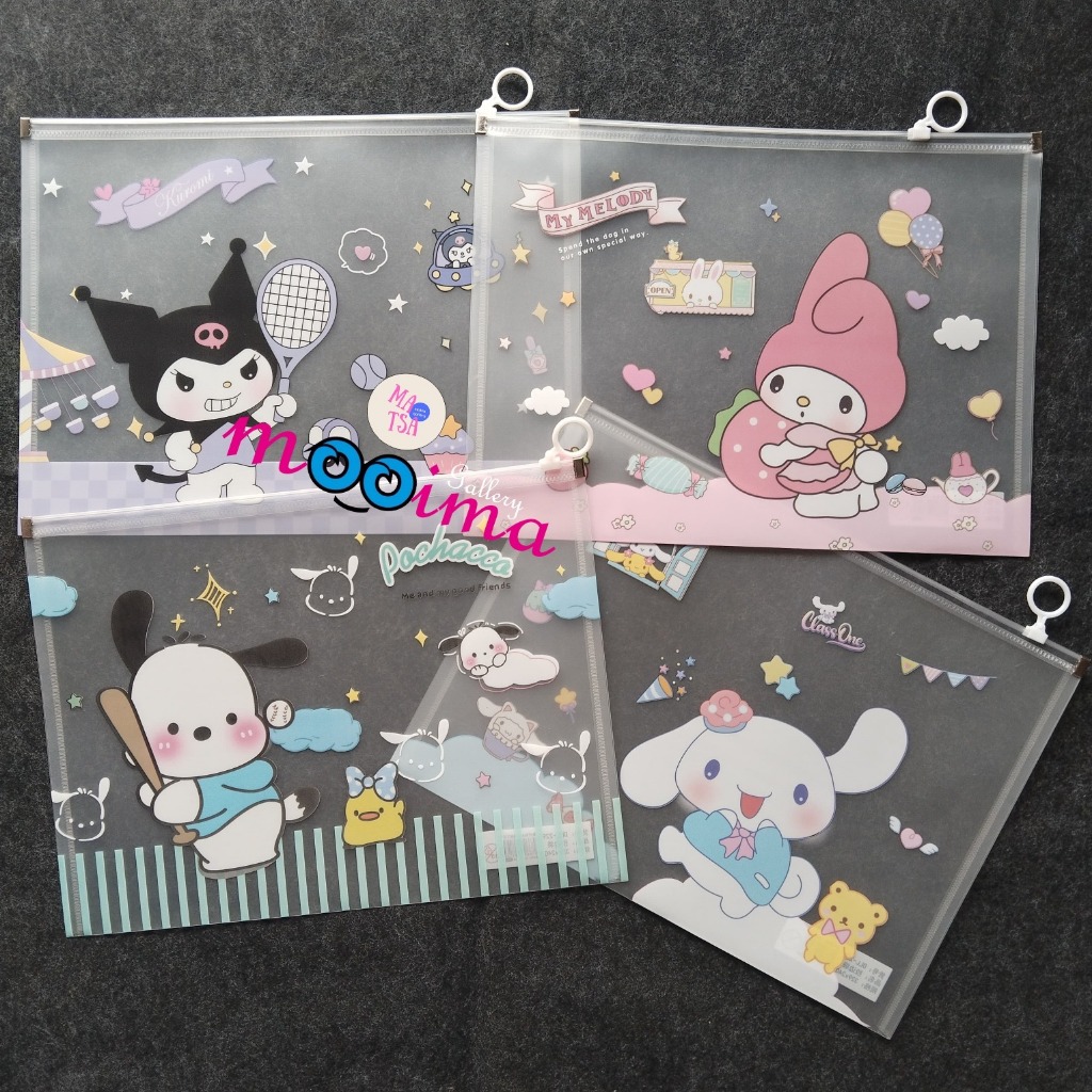 

Zipper bag size A4 motif sanrio pouch besar sebaguna