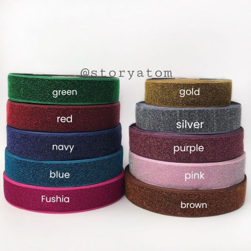 

1 YARD - 3.8 CM / PITA KAIN GLITER / PITA GLITER / BAHAN CRAFT / BAHAN PITA CRAFT