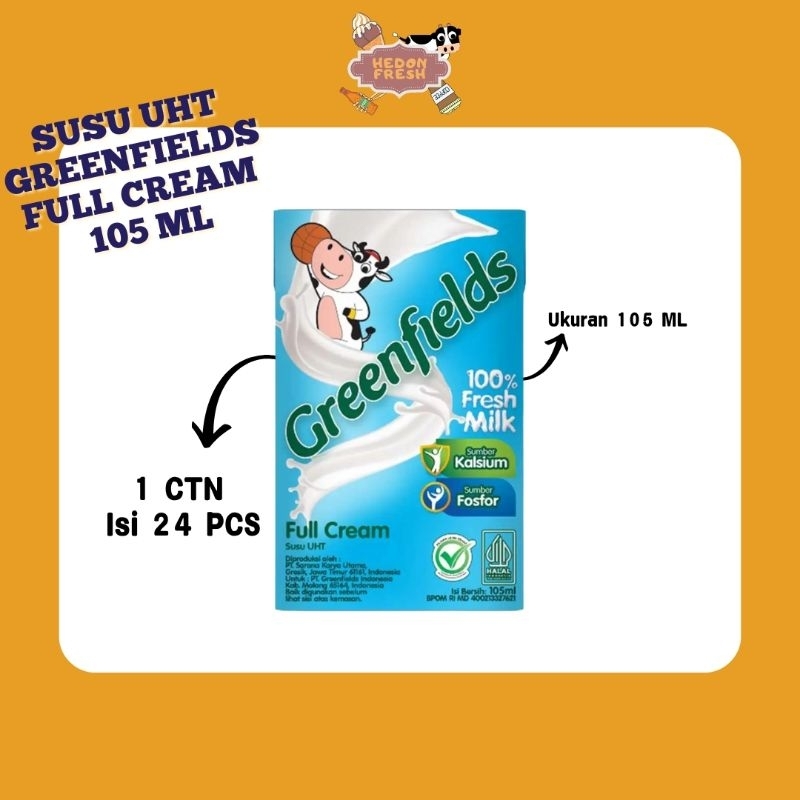 

SUSU UHT GREENFIELDS FULL CREAM 105 ML (1 CTN 24 PCS)