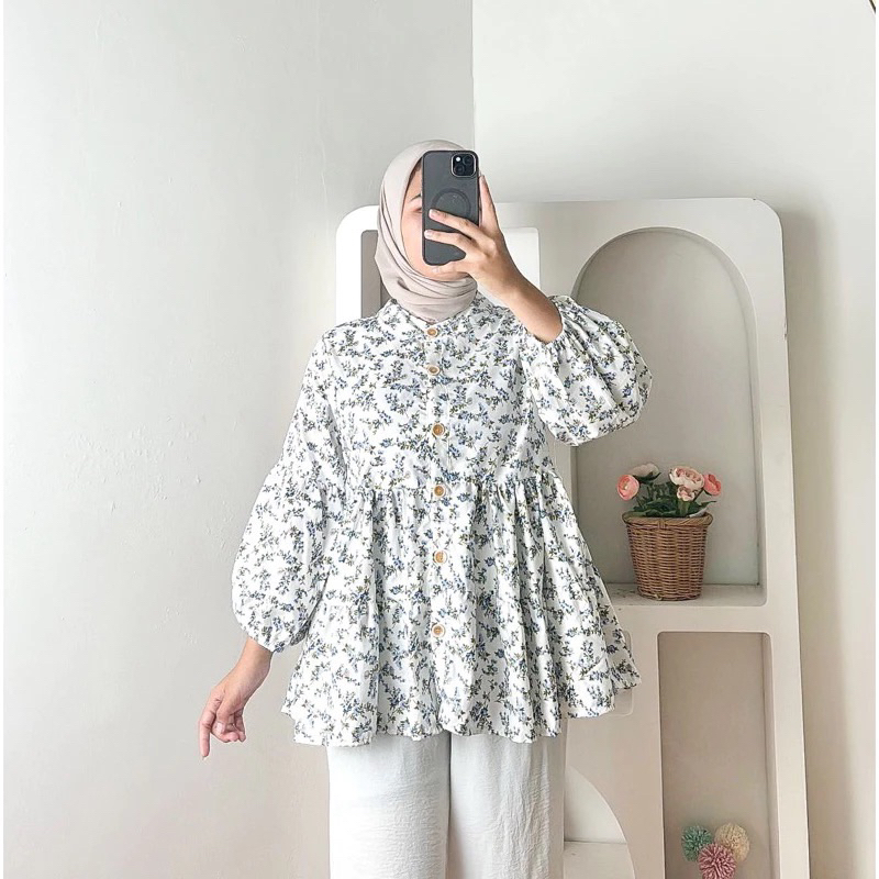 BLOUSE WANITA LENGAN PANJANG MOTIF BUNGA