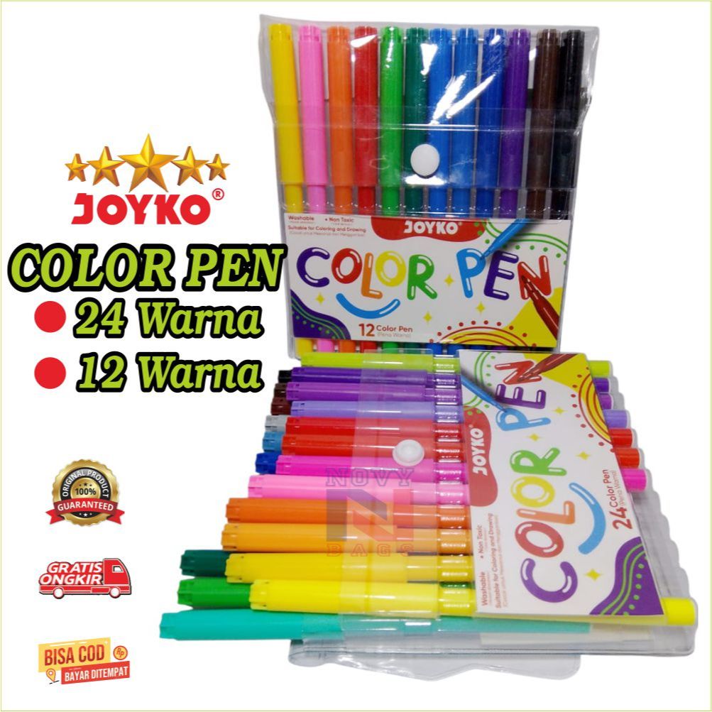 

SPIDOL JOYKO Color Brush Pen Pena Kuas Warna Joyko CLP-60 Color PEN 12 WARNA dan 24 WARNA JOYKO