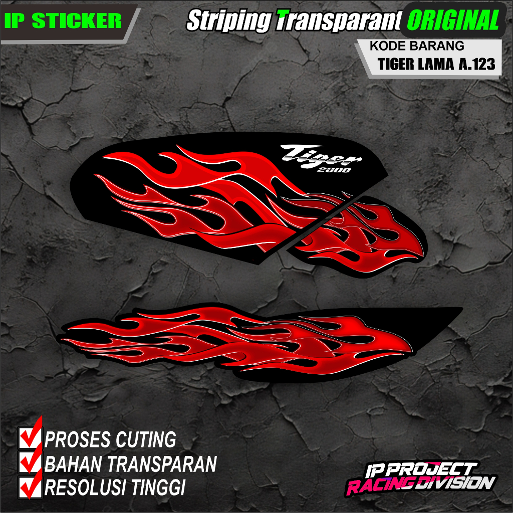 (COD) STIKER STRIPING MOTOR HONDA TIGER LAMA HOLOGRAM DAN TRANSPARAN KODE A.123