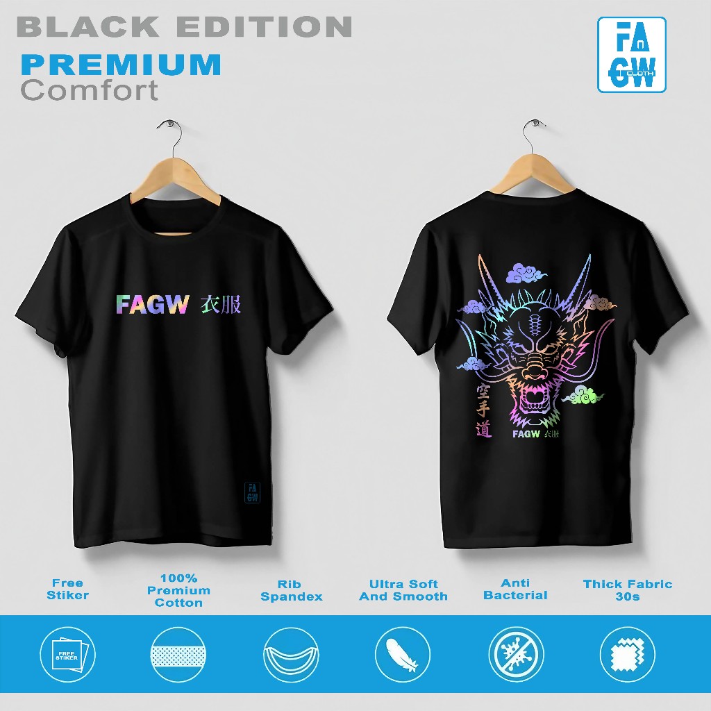 KAOS MENYALA DALAM GELAP RAINBOW POLYFLEX FOSFOR SABLON CUSTOM SATUAN HOLOGRAM ORIGINAL FAGW FIRE DR